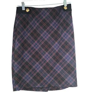 The Limited Black Purple Plaid Career Pencil Skirt Academia